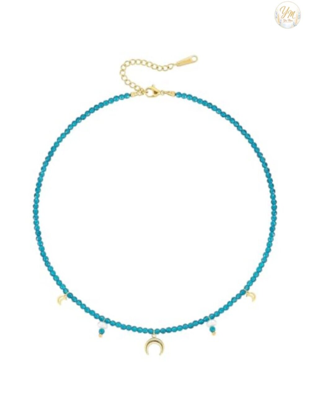 Natural Stone Beaded Choker Necklace 14K Gold Plated Adjustable Layering